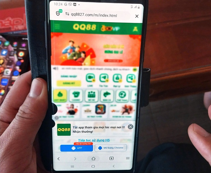 App cờ bạc mà em H đã chơi.