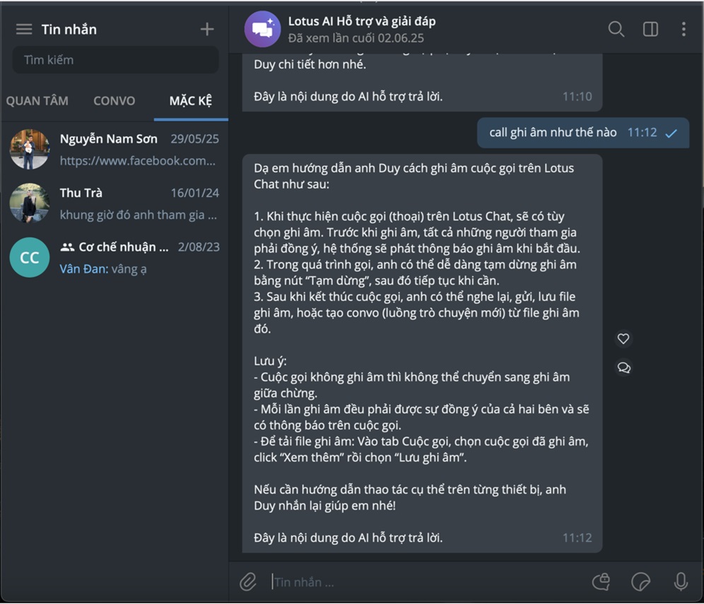 Lotus Chat đã sử dụng AI để hỗ trợ khách hàng