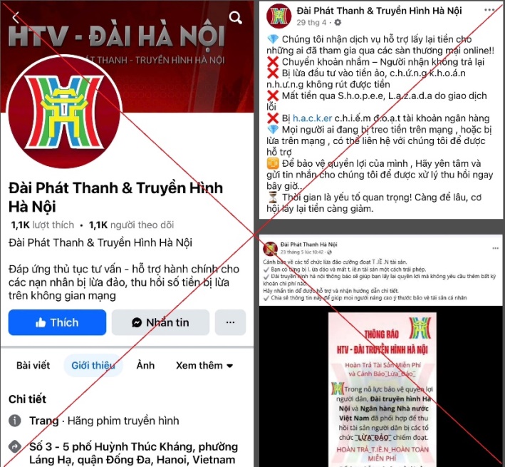 Cảnh báo Facebook giả mạo Đài Phát thanh và Truyền hình Hà Nội