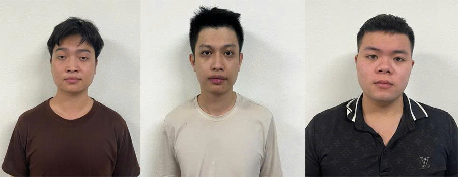 3 đối tượng (từ trái qua phải): Toàn, Thắng, Quynh. Ảnh: Công an Thanh Hoá